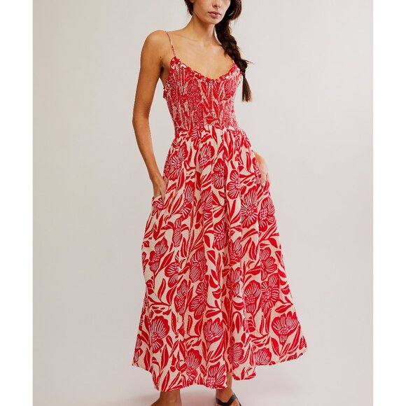🎉LAST CHANCE🎉 FREE PEOPLE Sweet Nothings Midi Dress / Gardenia Combo - Picture 4 of 9